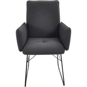 Armlehnstuhl K+W KOMFORT & WOHNEN Stühle Gr. B/H/T: 61 cm x 91 cm x 62 cm, 1 St., Flachgewebe Q2 2250, Metall, grau (anthrazit, schwarz) Armlehnstühle Drahtkufengestell in Metall schwarz, Griff am Rücken, Steppung im Sitz