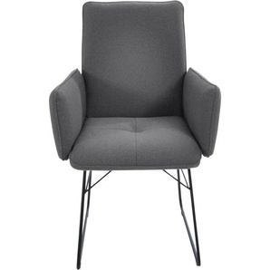 Armlehnstuhl K+W KOMFORT & WOHNEN Stühle Gr. B/H/T: 61 cm x 91 cm x 62 cm, 1 St., Flachgewebe Q2 2250, Metall, grau (grau, schwarz) Armlehnstühle Drahtkufengestell in Metall schwarz, Griff am Rücken, Steppung im Sitz