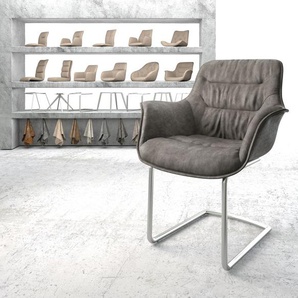 Schwingstuhl Kaira-Flex Anthrazit Vintage Freischwinger rund Edelstahl, Esszimmerstühle