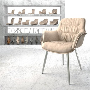 Esszimmerstuhl Kaira-Flex Beige Vintage 4-Fuß konisch Edelstahl, Esszimmerstühle