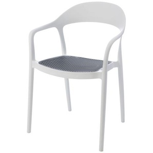 Armlehnstuhl Lado Gestell weiß, Sitz grau, 81x52.5x56.5 cm