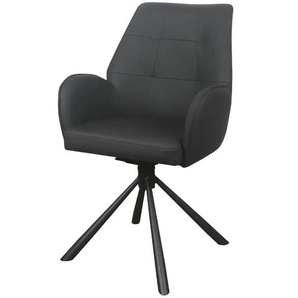 Armlehnstuhl Lederbezug - schwarz - Materialmix - 56 cm - 91 cm - cm 60,0 | Möbel Kraft