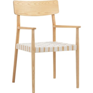 Armlehnstuhl LEGER HOME BY LENA GERCKE Elain Stühle Gr. B/H/T: 55 cm x 88 cm x 57 cm, Massivholz-MDF, beige (naturfarben) Armlehnstühle gewebten Sitzfläche, aus massivem Eschenholz, Sitzhöhe ca. 45 cm