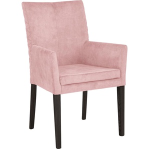 Armlehnstuhl LEONIQUE Vence Stühle Gr. B/H/T: 60 cm x 94,5 cm x 61 cm, Luxus-Microfaser, Massivholz, rosa (rose, wenge) Armlehnstühle mit Rautensteppung in der Rückenlehne, Beine aus massiver Buche