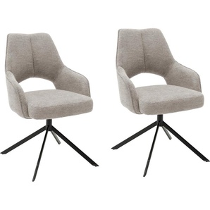 Armlehnstuhl MCA FURNITURE Bangor Stühle Gr. B/H/T: 57 cm x 89 cm x 66 cm, 2er Set, Metall, beige (schlamm, schwarz matt) Armlehnstühle Stoffbezug, 180 drehbar mit Nivellierung, Stuhl belastbar bis 120 Kg