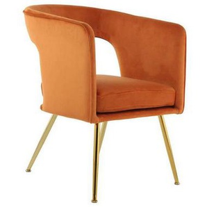 Armlehnstuhl , Orange , Metall, Textil , 60x77 cm , Esszimmer, Stühle, Esszimmerstühle, Armlehnenstühle