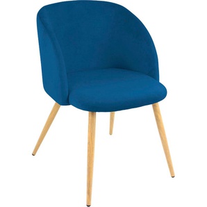 Armlehnstuhl PAROLI Dali Stühle Gr. B/H/T: 54 cm x 78 cm x 55 cm, 2 St., Velourstoff fein, Gestell in eichefarben + Metall, blau Armlehnstühle (2 oder 4 Stück), mit Veloursbezug und in 2 Gestellfarben
