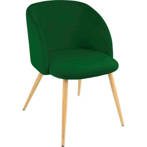 Armlehnstuhl PAROLI Dali Stühle Gr. B/H/T: 54 cm x 78 cm x 55 cm, 2 St., Velourstoff fein, Gestell in eichefarben + Metall, grün (dunkelgrün) Armlehnstühle (2 oder 4 Stück), mit Veloursbezug und in 2 Gestellfarben