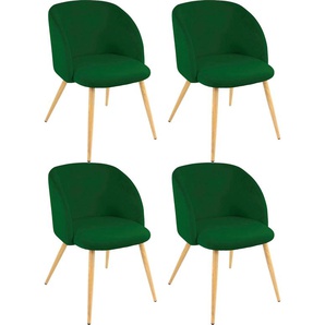 Armlehnstuhl PAROLI Dali Stühle Gr. B/H/T: 54 cm x 78 cm x 55 cm, 4 St., Velourstoff fein, Gestell in eichefarben + Metall, grün (dunkelgrün) Armlehnstühle (2 oder 4 Stück), mit Veloursbezug und in 2 Gestellfarben