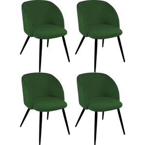 Armlehnstuhl PAROLI Dali Stühle Gr. B/H/T: 54 cm x 78 cm x 55 cm, 4 St., Velourstoff fein, Gestell in schwarz + Metall, grün (dunkelgrün) Armlehnstühle (2 oder 4 Stück), mit Veloursbezug und in 2 Gestellfarben