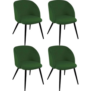 Armlehnstuhl PAROLI Dali Stühle Gr. B/H/T: 54 cm x 78 cm x 55 cm, 4 St., Velourstoff fein, Gestell in schwarz + Metall, grün (dunkelgrün) Armlehnstühle