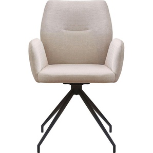 Armlehnstuhl SALESFEVER Stühle Gr. B/H/T: 59 cm x 88 cm x 58 cm, Webstoff strukturiert Strukturoptik, Armlehnstuhl mit 180 Drehfunktion Beige + Metall, beige (beige, schwarz, schwarz) Armlehnstühle mit 180 Drehfunktion