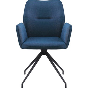 Armlehnstuhl SALESFEVER Stühle Gr. B/H/T: 59 cm x 88 cm x 58 cm, Webstoff strukturiert Strukturoptik, Armlehnstuhl mit 180 Drehfunktion Blau + Metall, blau (blau, schwarz, schwarz) Armlehnstühle