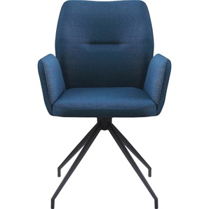 Armlehnstuhl SALESFEVER Stühle Gr. B/H/T: 59 cm x 88 cm x 58 cm, Webstoff strukturiert Strukturoptik, Armlehnstuhl mit 180 Drehfunktion Blau + Metall, blau (blau, schwarz, schwarz) Armlehnstühle mit 180 Drehfunktion