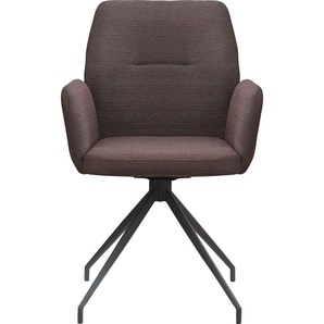 Armlehnstuhl SALESFEVER Stühle Gr. B/H/T: 59 cm x 88 cm x 58 cm, Webstoff strukturiert Strukturoptik, Armlehnstuhl mit 180 Drehfunktion Braun + Metall, braun (braun, schwarz, schwarz) Armlehnstühle
