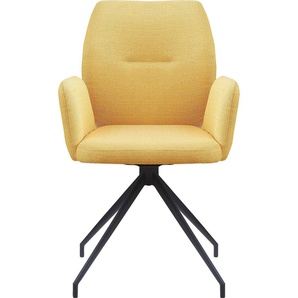 Armlehnstuhl SALESFEVER Stühle Gr. B/H/T: 59 cm x 88 cm x 58 cm, Webstoff strukturiert Strukturoptik, Armlehnstuhl mit 180 Drehfunktion Gelb + Metall, gelb (gelb, schwarz, schwarz) Armlehnstühle mit 180 Drehfunktion