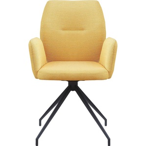 Armlehnstuhl SALESFEVER Stühle Gr. B/H/T: 59 cm x 88 cm x 58 cm, Webstoff strukturiert Strukturoptik, Armlehnstuhl mit 180 Drehfunktion Gelb + Metall, gelb (gelb, schwarz, schwarz) Armlehnstühle mit 180 Drehfunktion