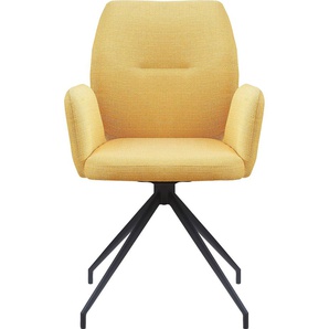 Armlehnstuhl SALESFEVER Stühle Gr. B/H/T: 59 cm x 88 cm x 58 cm, Webstoff strukturiert Strukturoptik, Armlehnstuhl mit 180 Drehfunktion Gelb + Metall, gelb (gelb, schwarz, schwarz) Armlehnstühle