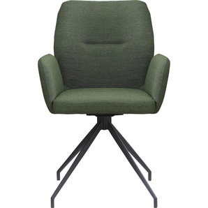 Armlehnstuhl SALESFEVER Stühle Gr. B/H/T: 59 cm x 88 cm x 58 cm, Webstoff strukturiert Strukturoptik, Armlehnstuhl mit 180 Drehfunktion Grün + Metall, grün (grün, schwarz, schwarz) Armlehnstühle mit 180 Drehfunktion
