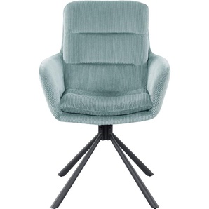 Armlehnstuhl SALESFEVER Stühle Gr. B/H/T: 60 cm x 89 cm x 64 cm, Cord Strukturoptik-uni, Armlehnstuhl in Cord-Optik Grün + Metall, grün (grün, schwarz, schwarz) Armlehnstühle