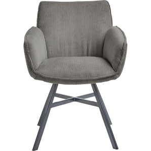 Armlehnstuhl SET ONE BY MUSTERRING Frisco Stühle Gr. Cord, Eisen, grau (grau, schwarz) Armlehnstühle 2er Set, 4-Fußgestell, Sitzhöhe 50 cm
