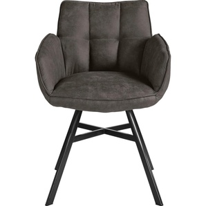 Armlehnstuhl SET ONE BY MUSTERRING Frisco Stühle Gr. Microfaser, Eisen, grau (grau, schwarz) Armlehnstühle 2er Set, 4-Fußgestell, Sitzhöhe 50 cm