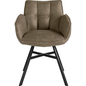 Armlehnstuhl SET ONE BY MUSTERRING Frisco Stühle Gr. Microfaser, Eisen, grau (taupe, schwarz) Armlehnstühle 2er Set, 4-Fußgestell, Sitzhöhe 50 cm