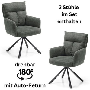 Armlehnstuhl STOLKOM Sofia, grau (grau, schwarz, schwarz), B:60cm H:93cm T:67cm, Polyester, Stühle, 180 grad drehbar mit Auto-Return, Federkern im Sitz, Topseller