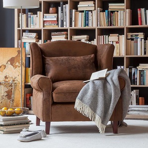 Ohrensessel Naru Braun Stoff Bena 93 x 93 x 87cm