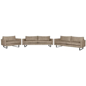 Polstergarnitur Liel - 3-2-1 Braun/Cappuccino Microfaser Priya 222 x 84 x 94cm Industrial