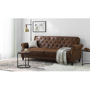 Schlafsofa Brampton Braun Microfaser Cui 221 x 83 x 95cm Industrial