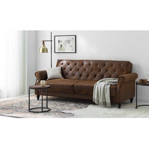 ars manufacti Schlafsofa Brampton Braun Webstoff 221x83x95 cm mit Schlaffunktion