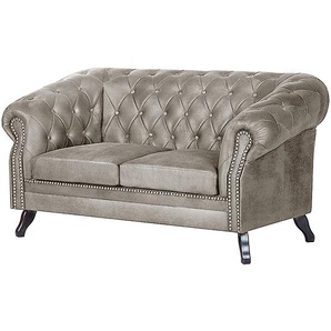 Sofa 2-Sitzer Silber/Grausilber Microfaser 158 x 84 x 88cm Industrial