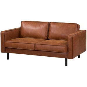 2-Sitzer Sofa Braun/Cognac Microfaser Yaka 164 x 81 x 96cm ohne Schlaffunktion Industrial