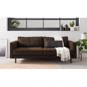 ars manufacti Sofa Fort Dodge 3-Sitzer Braun Kunstleder 207x81x96 cm