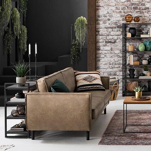 3-Sitzer Sofa Braun/Muskat Microfaser Yaka 207 x 81 x 96cm Industrial