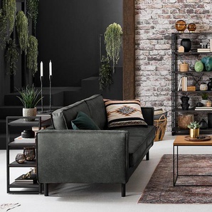 3-Sitzer Sofa Schwarz/Schwarz Microfaser Yaka 207 x 81 x 96cm Industrial