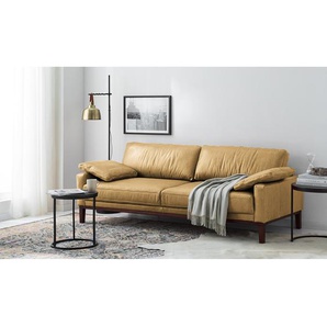 3-Sitzer Sofa Beige Echtleder Cerys 211 x 81 x 96cm Dunkelbraun Industrial