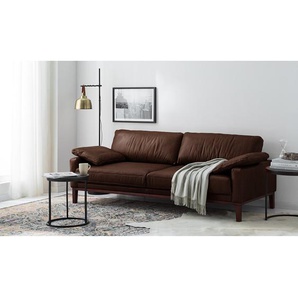 3-Sitzer Sofa Braun Echtleder Cerys 211 x 81 x 96cm Dunkelbraun Industrial