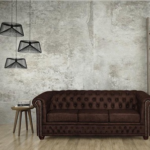 Sofa 3-Sitzer Kunstleder Braun/Bisonbraun Kunstleder 203 x 72 x 86cm Industrial