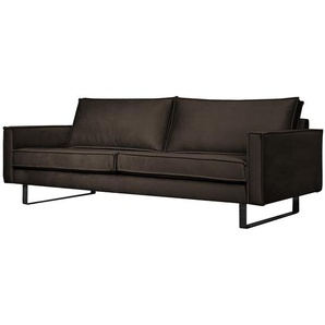 ars manufacti Sofa Liel II 3-Sitzer Dunkelbraun Samt 222x84x94 cm