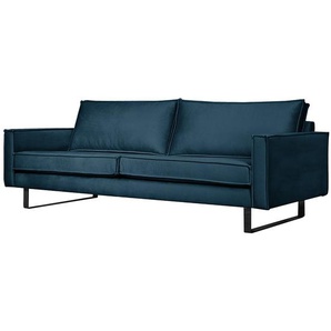 3-Sitzer Sofa Liel Blau/Marineblau Samt Onoli 222 x 84 x 94cm Industrial