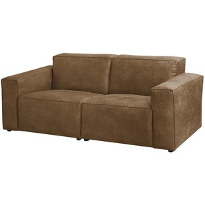 ars manufacti Sofa Manchester 2-Sitzer Camel Microfaser 192x73x96 cm (BxHxT) Industrial