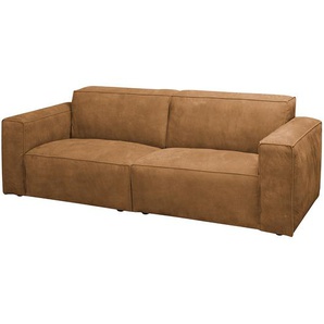 2-Sitzer Sofa Braun/Cognac Echtleder Kena 190 x 75 x 96cm Industrial