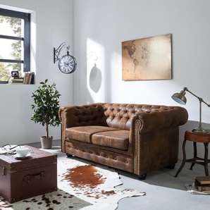 Sofa Torquay 2-Sitzer Braun/Braun Microfaser Gona 157 x 72 x 88cm Industrial