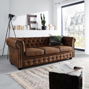 Sofa Torquay 3-Sitzer Braun/Braun Microfaser 196 x 72 x 88cm Industrial