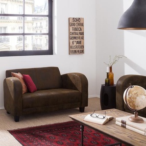 Sofa 2-Sitzer Braun/Braun Microfaser 153 x 76 x 86cm Industrial