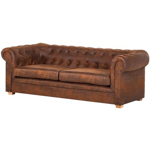 Sofa 3-Sitzer Braun/Braun Microfaser 218 x 74 x 94cm Industrial