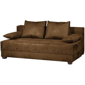 Boxspring-Schlafsofa Braun/Braun Microfaser 202 x 85 x 110cm Natur