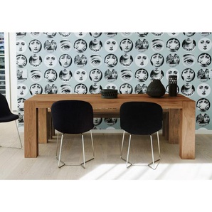 Ars Natura Esstisch George Massivholz Eiche Erweiterbar Rechteckig 160x75x100 cm (BxHxT) für 4-6 Personen